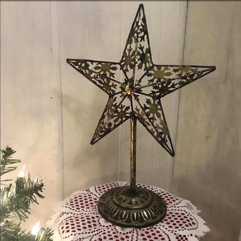 Metal Decorative Star with Snowflake Design